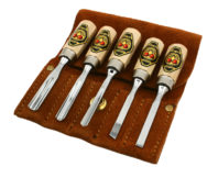 Set of Five Small Carving Tools + Leather Pouch