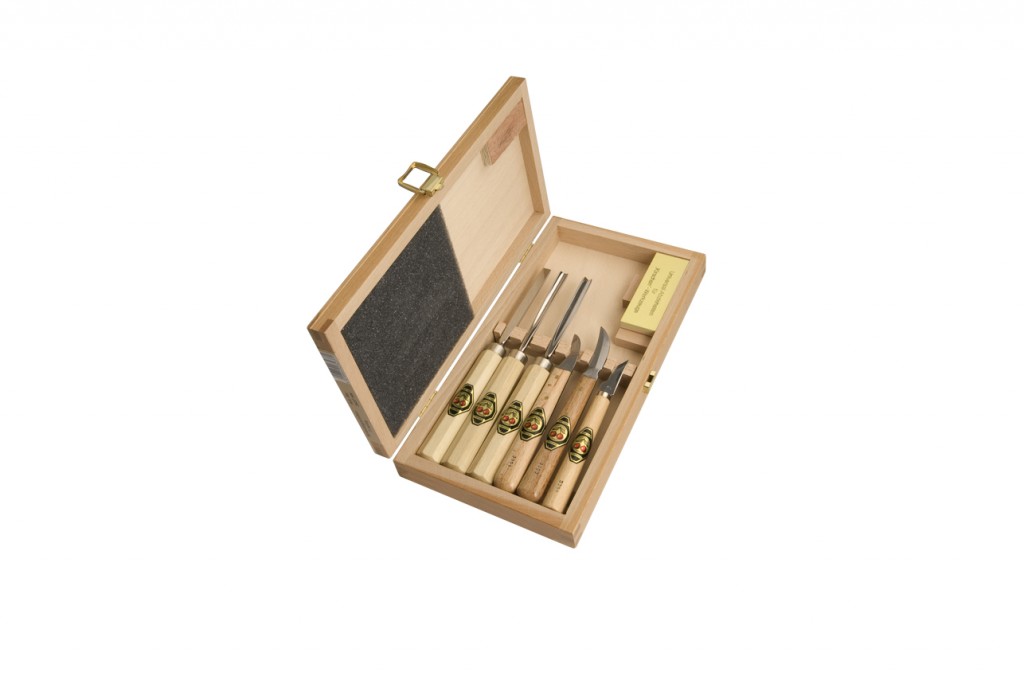 Carving Set 7 pc with Wooden Box Two Cherries USA