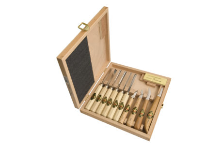 Set of 11 Carving Tools in Wooden Box