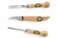 Wood Carving Knife, Round neck, Straight edge, Hornbeam handle - Two  Cherries USA