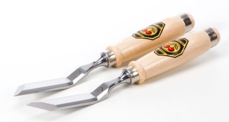 Pair of Cranked and Skew Edge Wood Chisels
